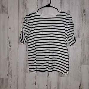 Kate Spade Striped Ruched Sleeve Top